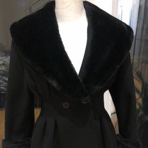 Cinched 80s Faux Fur Coat